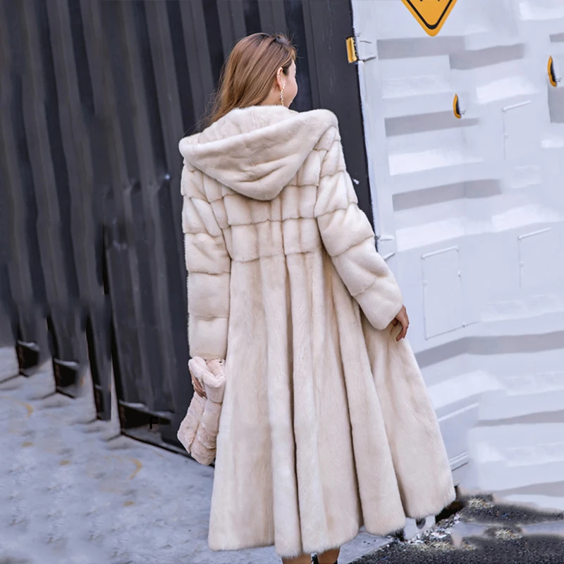 Manteaux Avec S Noir Hiver Causalité Lady Lvchi De Capuchon Manteau Long X Femmes Réel Vison Office Chapeau 2019 Fourrure long Gris rose PwtftqH