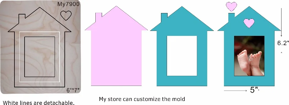 

House removable photo frame wood moulds die cut accessories wooden die Regola Acciaio Die Misura (MY )