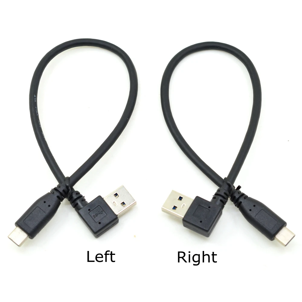 25CM Left / Right Angle Elbow USB 3.0 A male to USB 3.1 Type C male