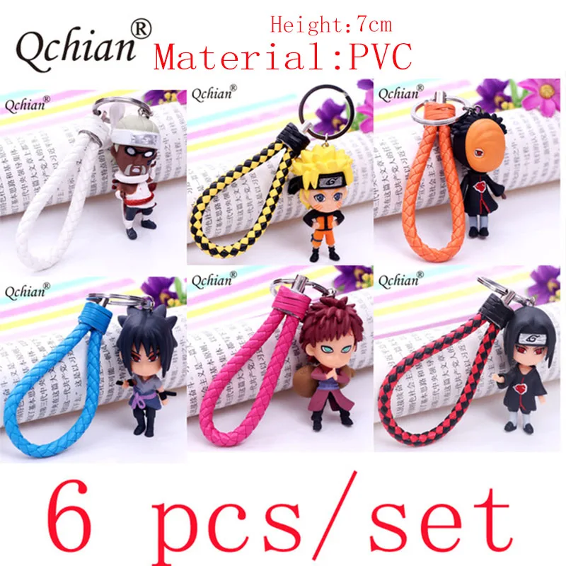 7pcs 11pcs Action Figure Keychain Naruto Sasuke Marvel Spider Super Man Iron Man Dragon Ball Goku Dolls Toys 3D PVC Keychain - Цвет: Зеленый