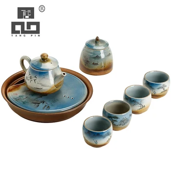 

TANGPIN coffee and tea sets ceramic teapot teacups afternoon tea sets portable travel tea set drinkware