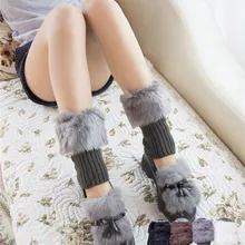 Меховые ножки гетры; короткие сапоги; гетры; сезон осень-зима; меховые сапоги с кроличьим мехом; женские носки в Корейском стиле