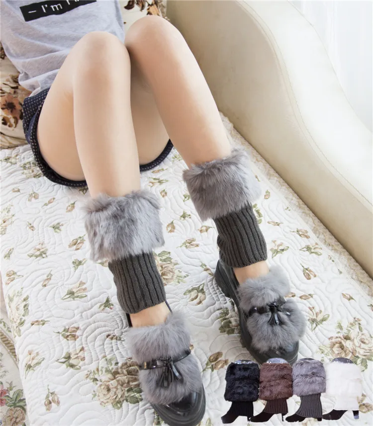 Fur Leg Warmers Short Boots Leg Warmers Autumn Winter Fur Boots Rabbit