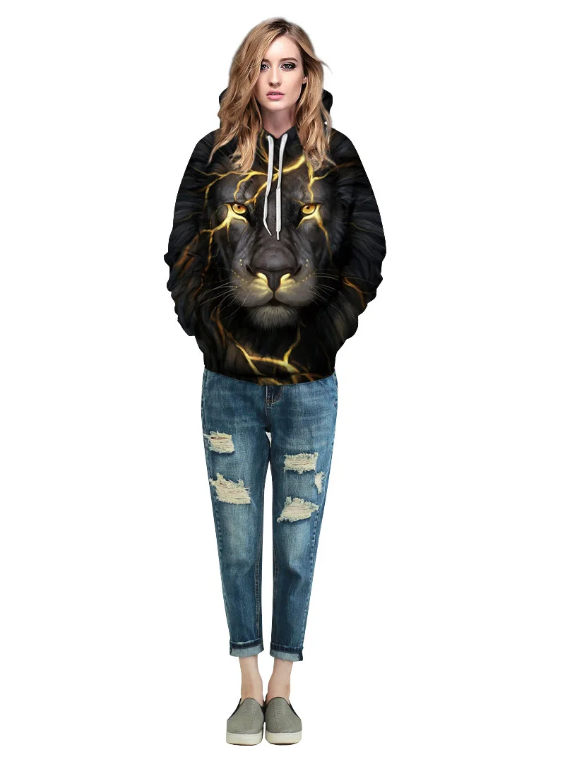 KAISHIRIL Мужская 3D забавная Женская толстовка с капюшоном мужская повседневная Harajuku Толстовка с изображением Льва женские креативные пуловеры в стиле хип-хоп