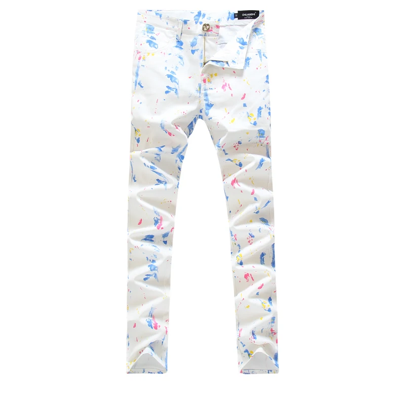 2015 New Men graffiti Jeans Famous Brand Fashion Designer Denim Jeans Men plus size 29 38