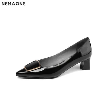 

NEMAONE elegant office pumps genuine leather shallow pointed toe high heels dress shoes for ladies women shoes