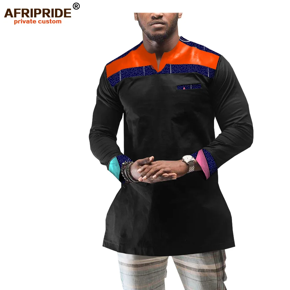 Весенняя и осенняя Повседневная рубашка для мужчин, AFRIPRIDE, заказной, полный рукав, v-образный вырез, Африканский принт, мужская рубашка, батик, хлопок, A1812004 - Цвет: 280X-12-3