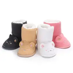 Зимние теплые ботинки для девочек; милая детская обувь принцессы с мягкой подошвой; прогулочные туфли для детей ясельного возраста