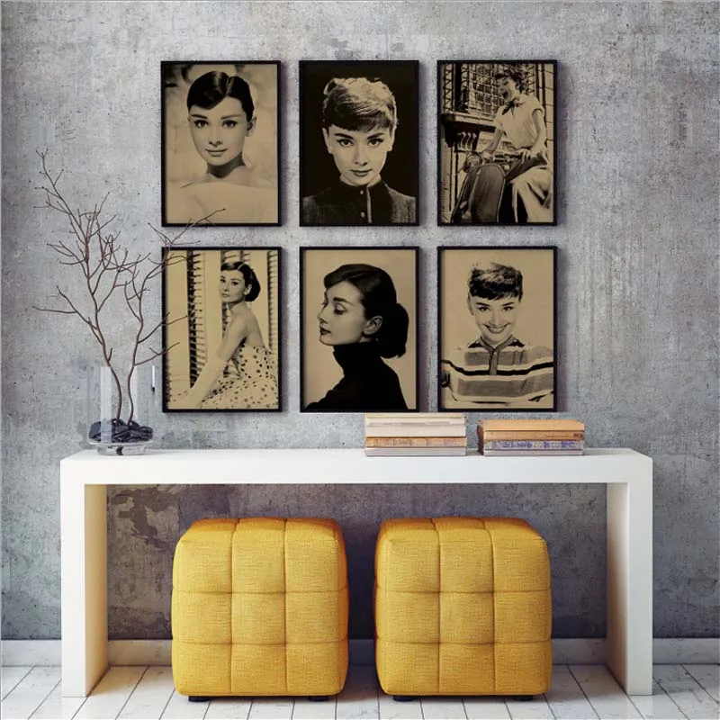 

LAITANG Audrey Hepburn Kraft Paper Retro Poster Wall Decoracion Pared Home Decor Decoration Wall Stickers Vintage Poster