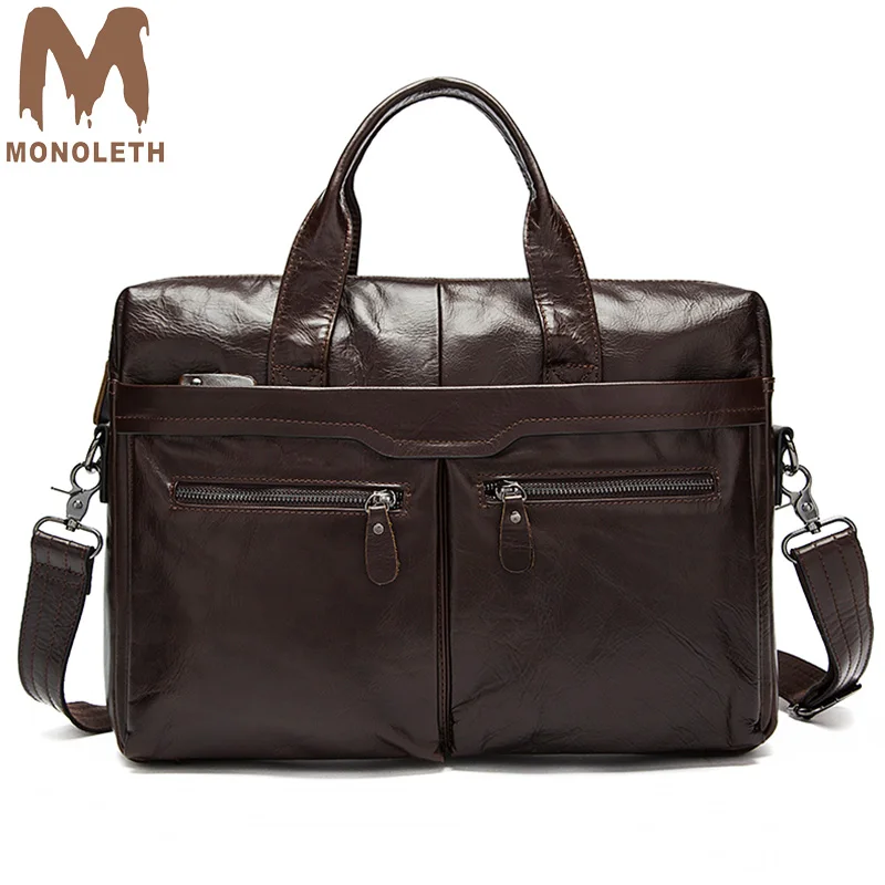 

MONOLETH Brand Man Bag 100% Genuine Leather Handbags Business Briefcase Men's crossbody bag luxury handbags Vintage Briefcases