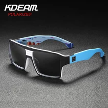 KDEAM, Квадратные Зеркальные поляризованные солнцезащитные очки, мужские спортивные солнцезащитные очки, Матовая Мягкая оправа, защита UV400, чехол KD365
