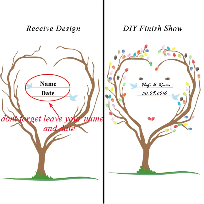 DIY многоразмерные Свадебные елки вечерние книги для гостей с чернилами дружба отпечаток пальца без рамы холст живопись подарок на день Святого Валентина - Цвет: 021