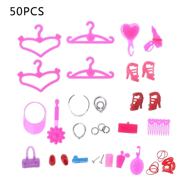 

1 Set Doll Accessories Miniature Hanger Plastic Comb High Heel Decoration Dollhouse Kids Toys