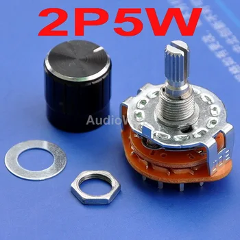 

( 4 pcs/lot ) 2 Pole 5 Way MBB Rotary Switches, with Knobs.