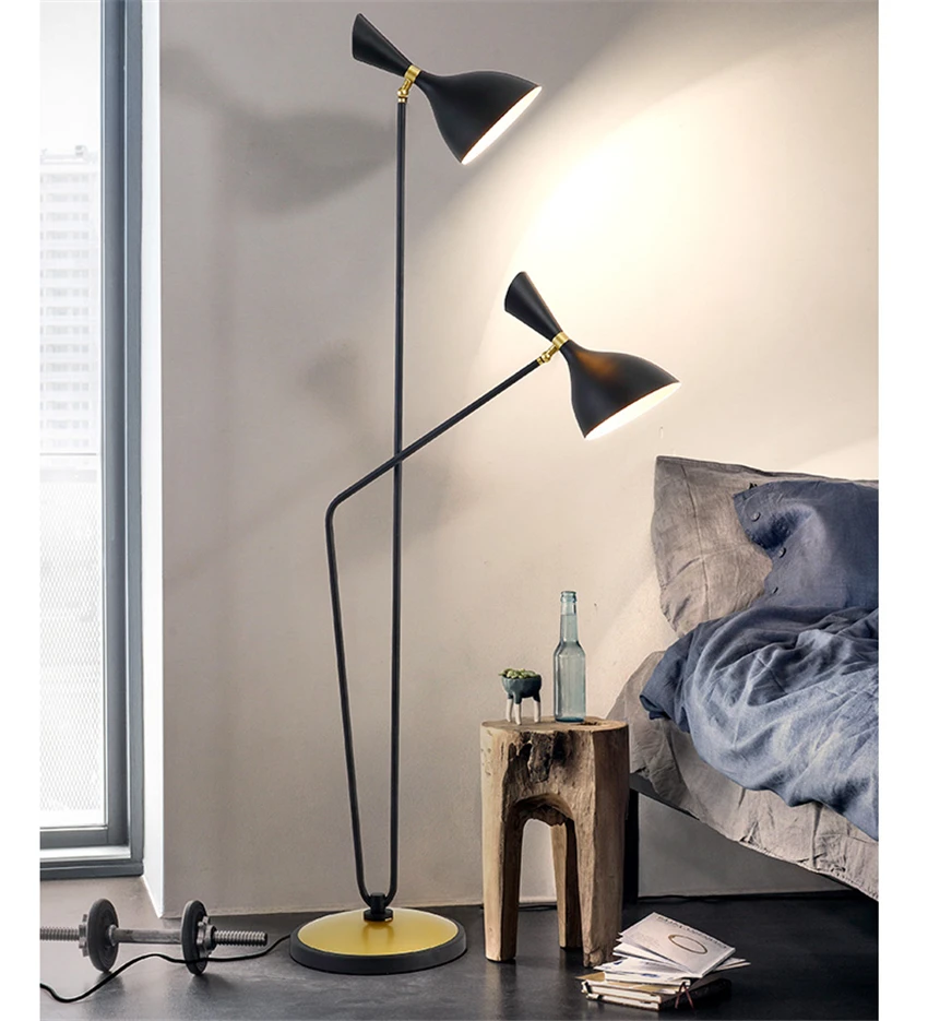 Современные светильники Лофт железа арт торшер гостиная спальня офис в помещении вертикальное рыболовное стоячие лампы комната черные