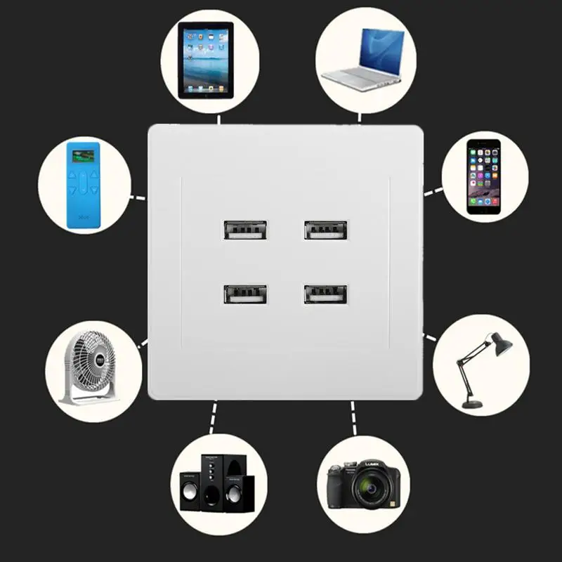 5V 3.1A DC 4 порта USB электрическое настенное зарядное устройство док-станция розетка панель Переключатель Блок питания адаптер штекер