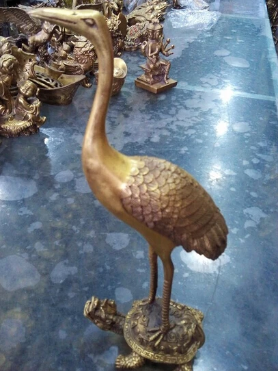 

China Decorated Pure Brass Handwork Turtle crane Classic home decoration accessories decoration bronze factory outlets