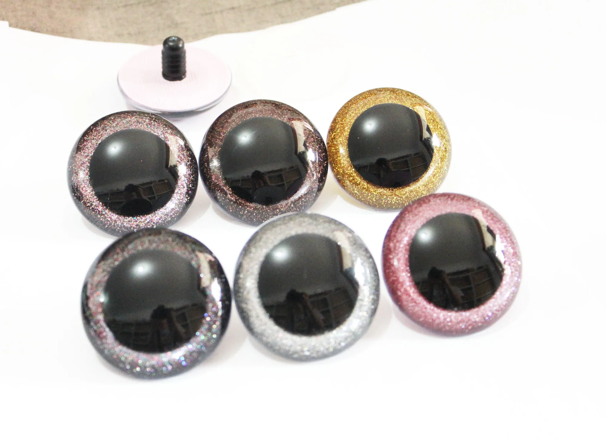 120pcs/lot 30mm/40mm /50mm big size round shape clear plastic safety toy eyes + glitter fabric+ hard washer--N6--color option | Игрушки и