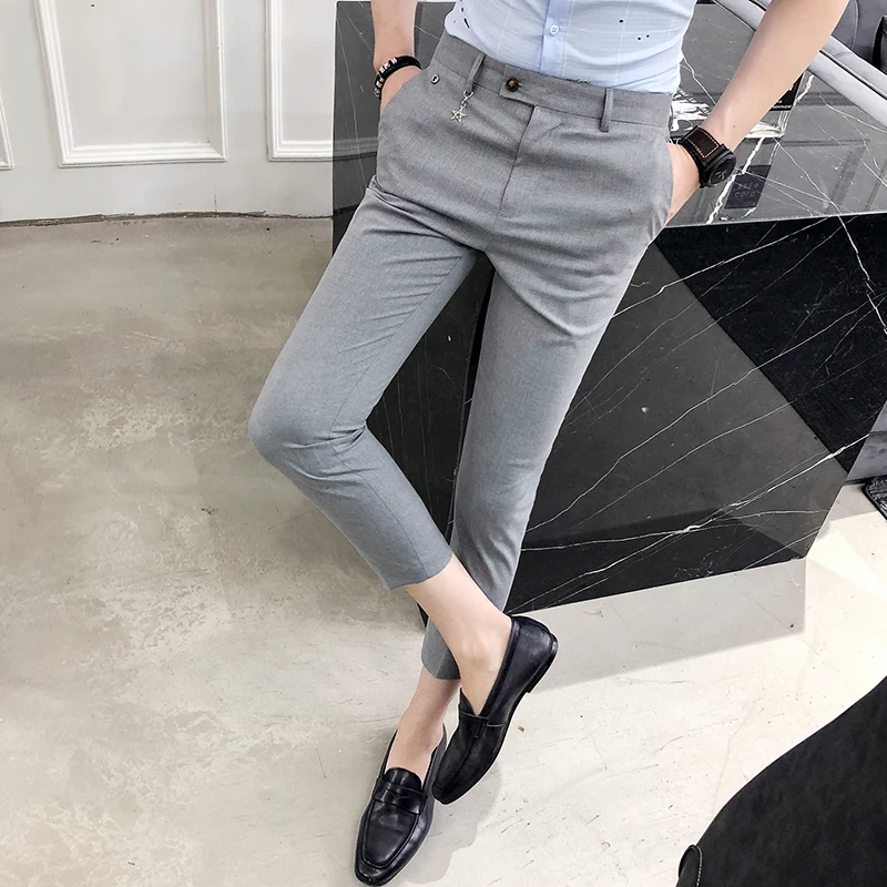 2018 Summer New Slim Cone Gentleman Stripe Feet Nine Business Casual Pants Personality Fashion Classic Influx Urban Hair Stylist 2018 Summer New Slim Cone Gentleman Stripe Feet Nine Business Casual Pants Personality Fashion Classic Influx Urban Hair Stylist