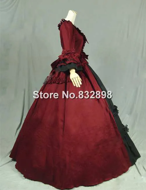 Стиль ренессанс викторианский стимпанк платье исторический костюм длинное красное платье