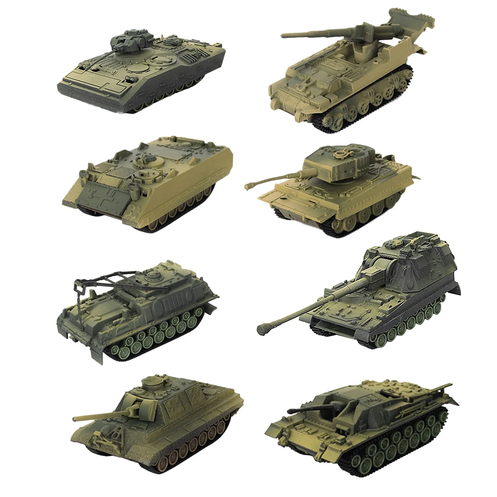 8 Pieces 4D Modern Tank Model 1:72 Heavy Tank Sand Table Model Wargame Game Diorama Scenery Layout
