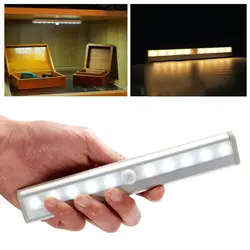 Творческий индукционный свет кабинет огни 10LED PIR сенсор батарея мощность гардероб аварийного автоматический шкаф кемпинг