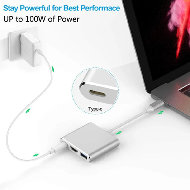 USB C концентратор к HDMI адаптер Тип C USB 3,1 хаб USB-C к USB3.0/HDMI/VGA/PD Зарядное устройство адаптер для нового Macbook pro Тип-c USB hub