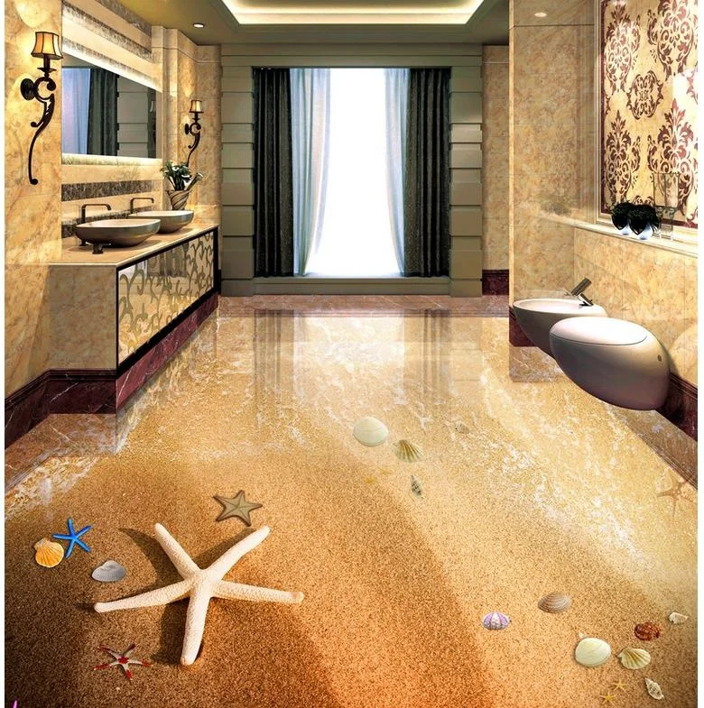 

Free shipping 3D Custom Wall Sticker waterproof golden beach Painting Photo Wallpaper for Walls home decor mural post