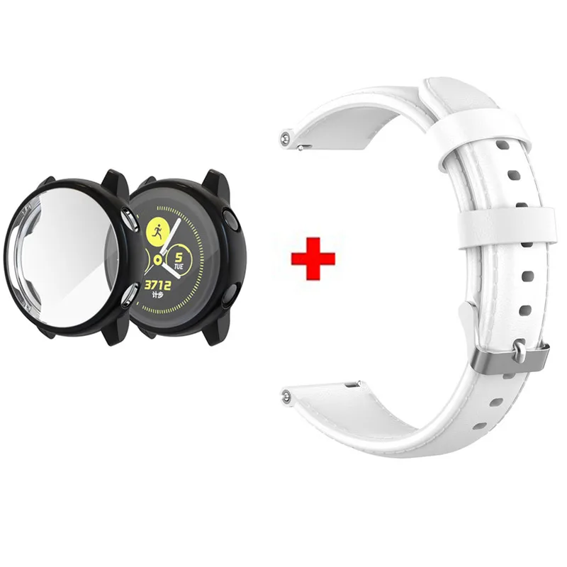 Color21 2 в 1 кожаный ремешок для часов samsung galaxy Watch активный ремешок+ защитный чехол для galaxy watch активный умный Браслет Be - Цвет: Color21