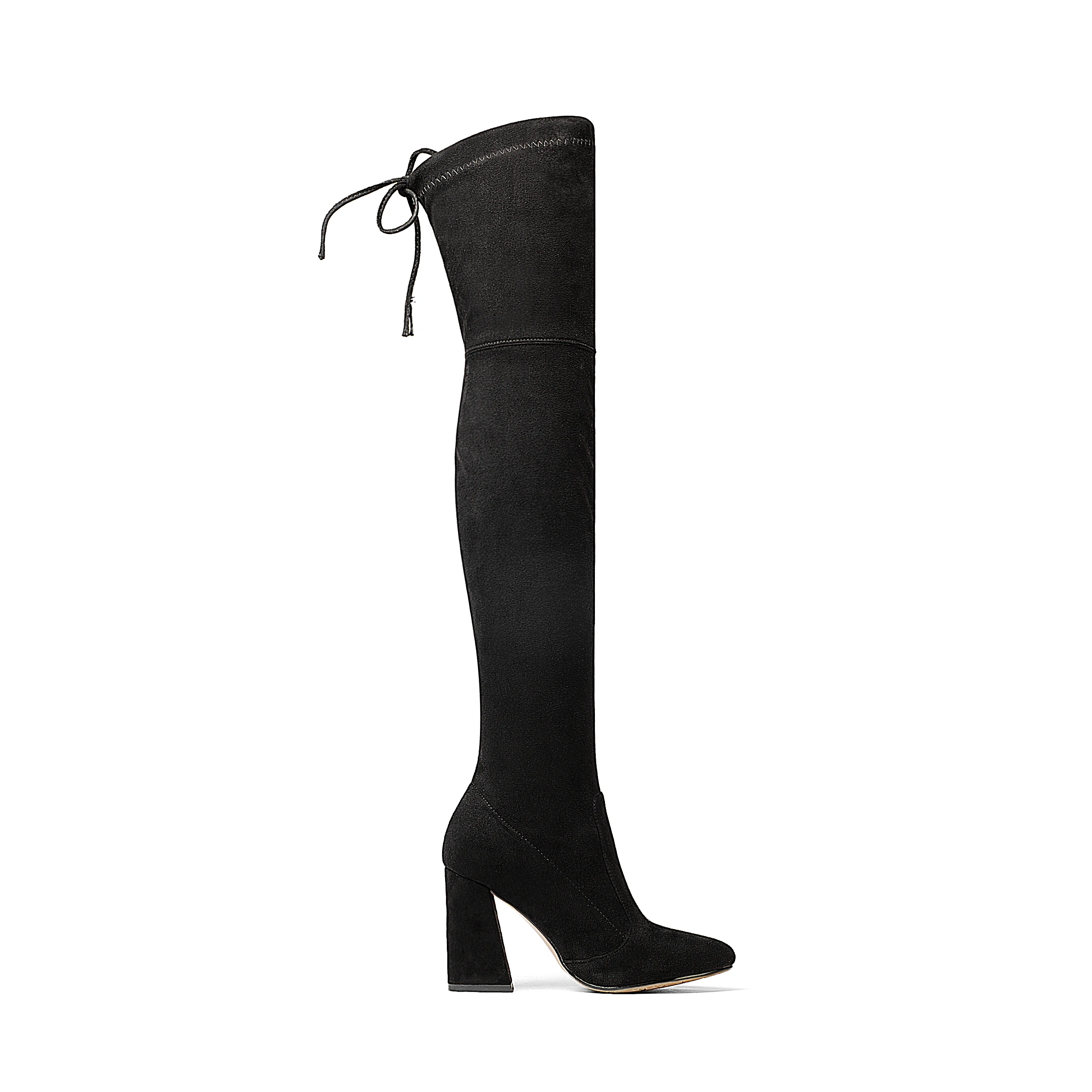 NEMAONE/женские эластичные замшевые ботфорты выше колена; сапоги до бедра; пикантная модная обувь на высоком каблуке размера плюс; женская обувь; коллекция года; Цвет черный, коричневый
