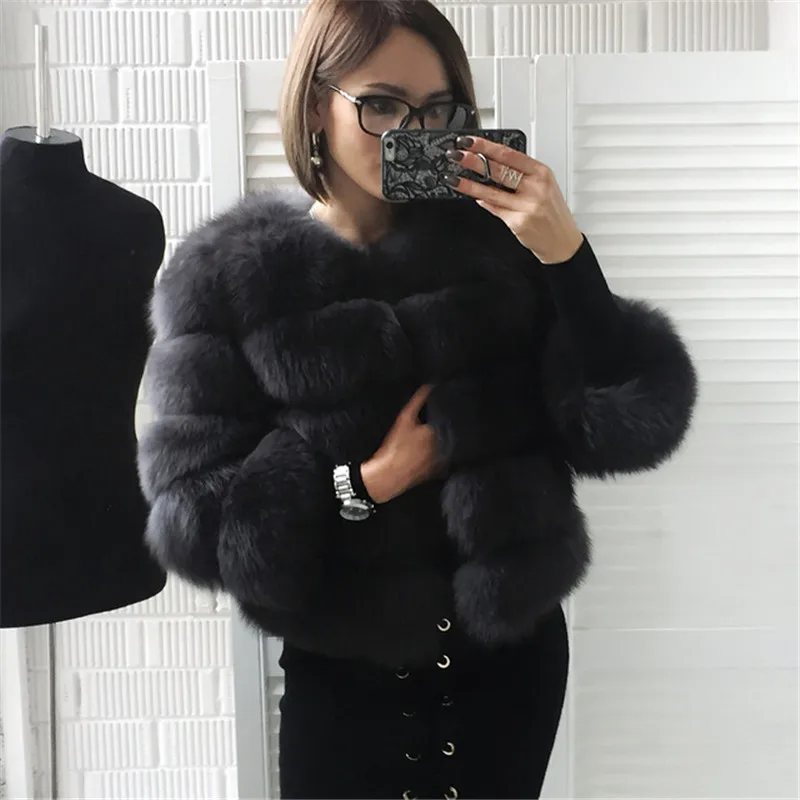 FURSARCAR женская зимняя натуральная Шуба из натурального Лисьего меха Новые модные