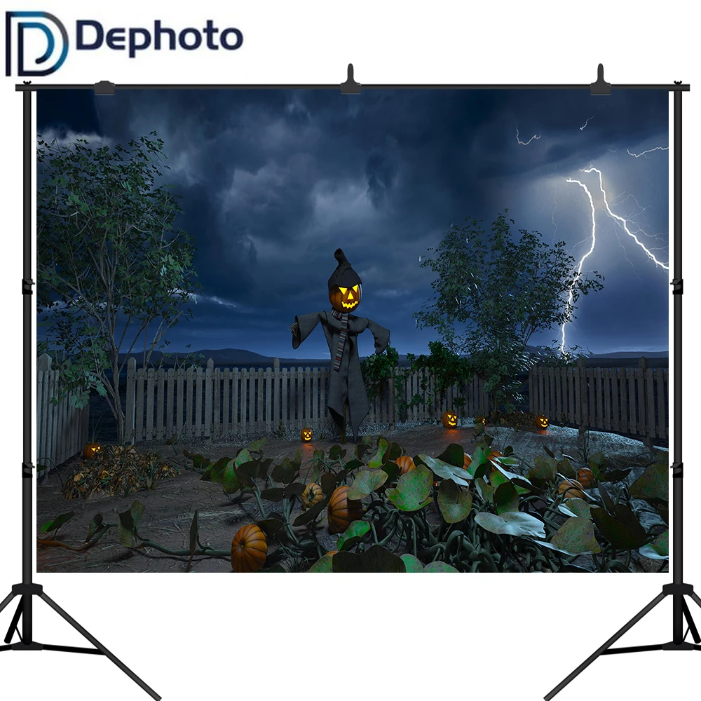 Dephoto фон для фотостудии страшилки Тыква темное поле Thunderbolt Хэллоуин фотобудка |