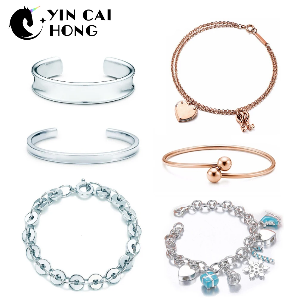 

YCH Charm Gift 925 Sterling Silver Rose Gold Bell Heart Lock TIFF Attractive Elegance Temperament Bracelet World Jewelry