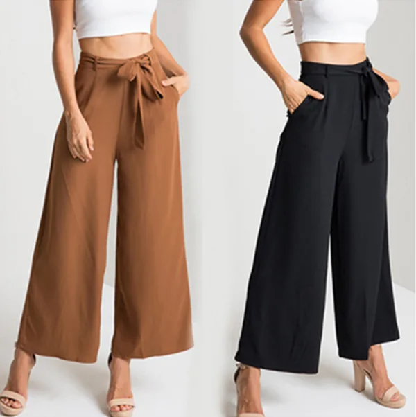 Women's Wide Leg Pants slash Palazzo Trousers nine Dress Pants Female ...