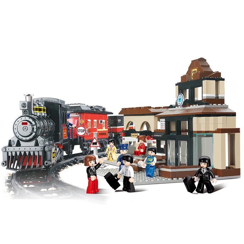

0236 526pcs Train Railway Station Constructor Model Kit Blocks Compatible LEGO Bricks Toys for Boys Girls Children Modeling
