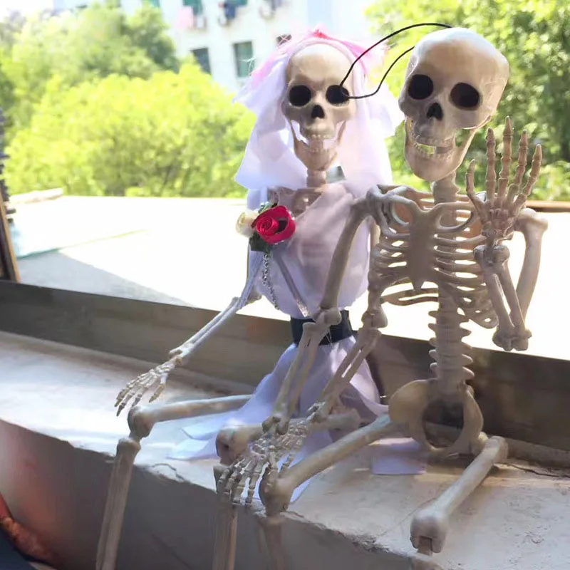 Хэллоуин скелет невесты и жениха пластиковые реалистичные человеческие кости Статуэтка-череп для украшения-ужастики для хеллоуина День Дурака
