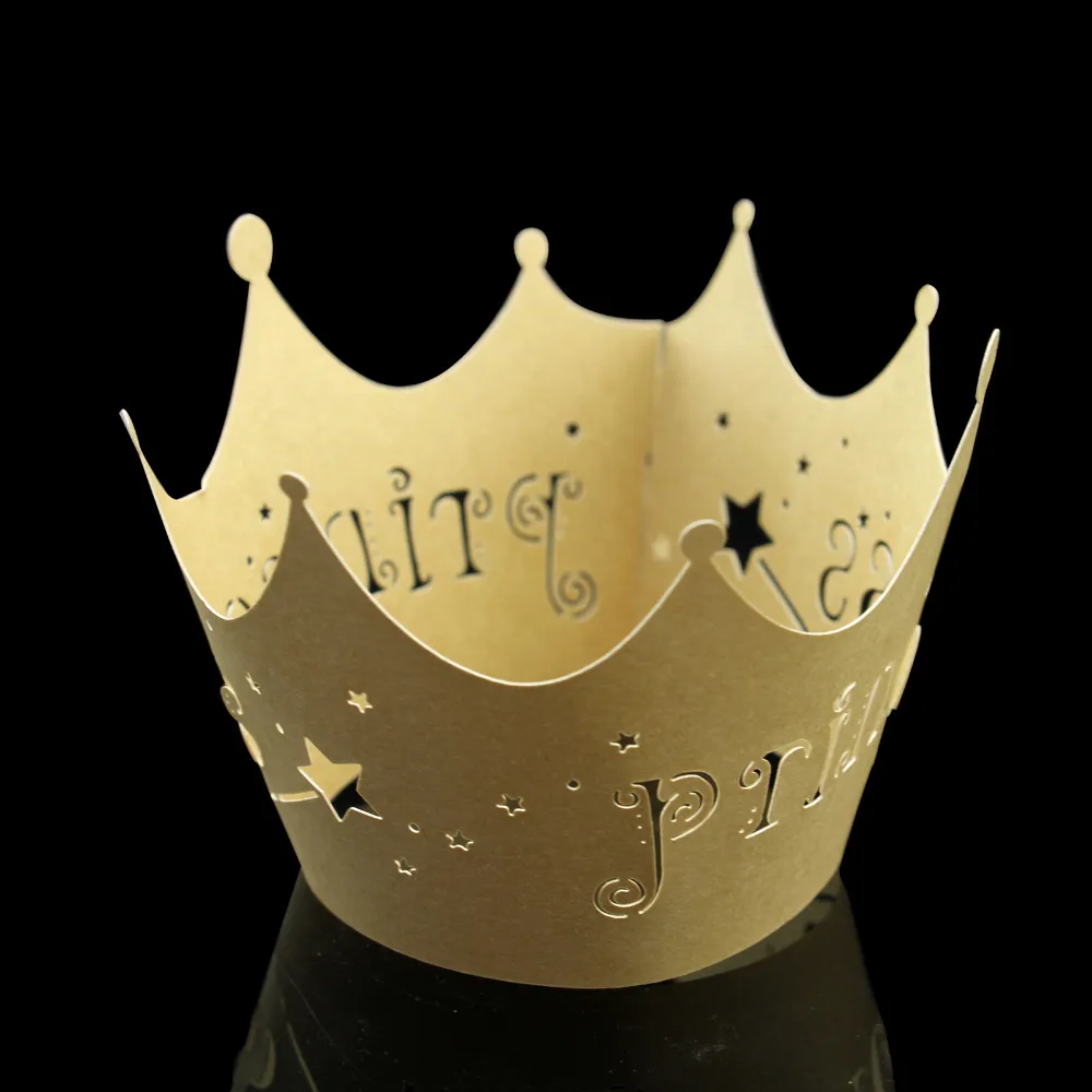 50 шт./упак. принцессы корона Baby Shower День рождения Лазерная резка празднование Декор кекс обертка обертывания случае
