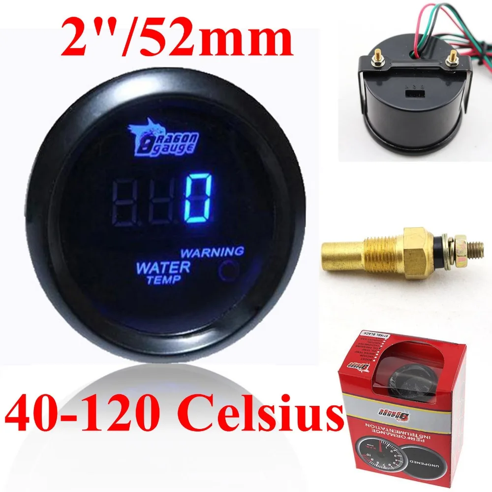 

DRAGON GAUGE 52MM Water Temp Gauge Black Color Digital Blue Led 40-150 C