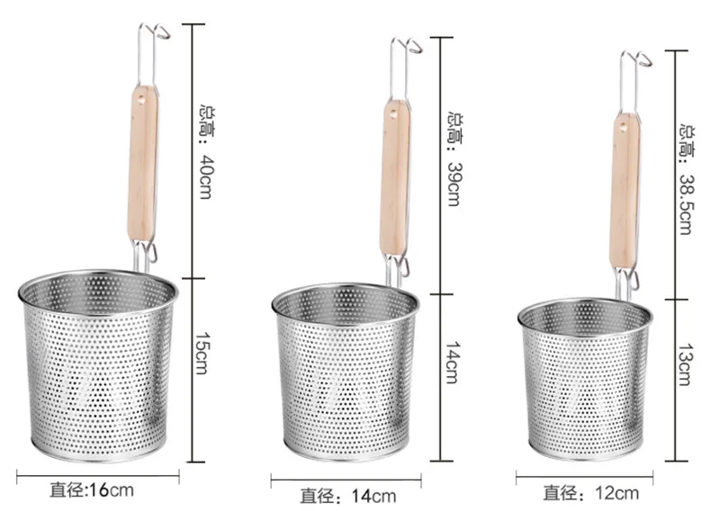 Из нержавеющей стали с деревянной ручкой жарочная Корзина Фильтр пельмени лапша приготовления дуршлаги шеф-повара корзина кухня раковина сетчатые инструменты
