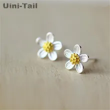 Uini-Tail Горячая 925 Стерлинговое Серебро пятилепестковый лепесток Серьги Корейская версия цветка год простой свежий авторский подарок
