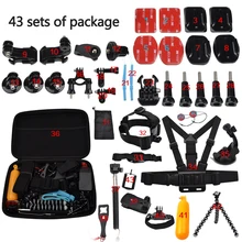43 items Sports Accessories Kit Chest Belt Strap Mount For GoPro HERO 4 / 3+ / 3 / 2 / 1 / SJ4000 / SJ5000 / SJ6000