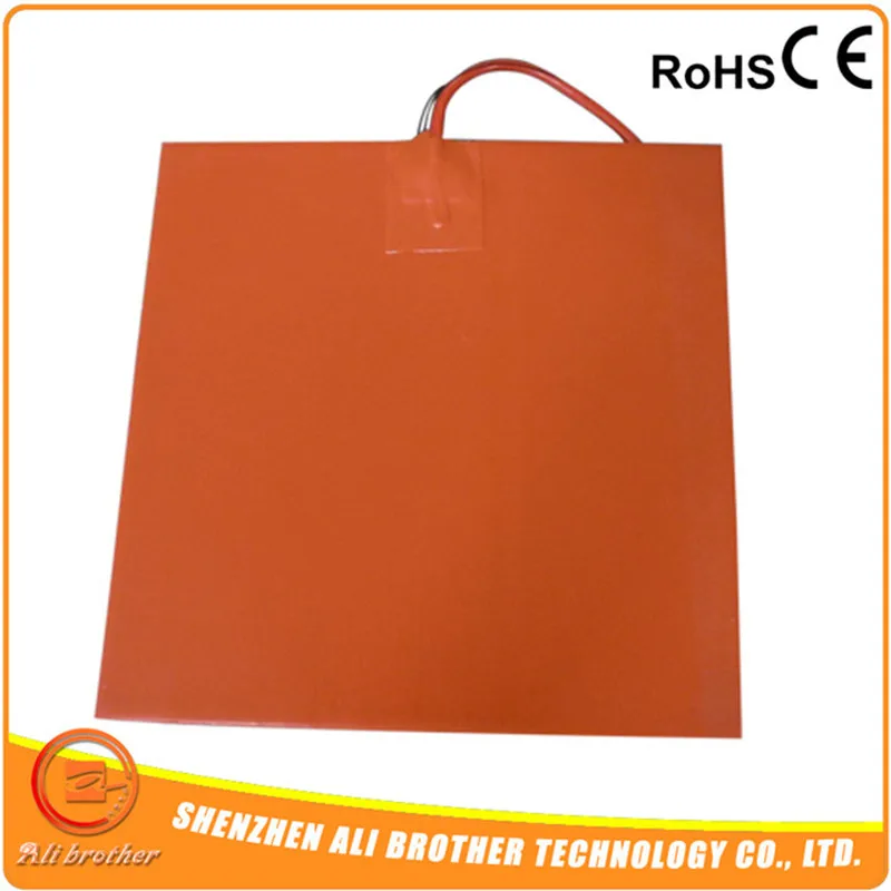 

500*500mm,220V.800w Silicone Heater 3D Printer Heating Element, 4 holes of 20mm w/100k Thermistor and Adhesive