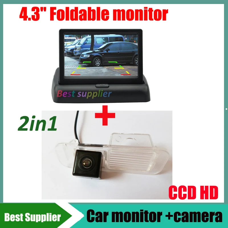 2in1 HD CCD Car backup camera For KIA K2 Rio Sedan Car rear view parking camera + 4.3inch car