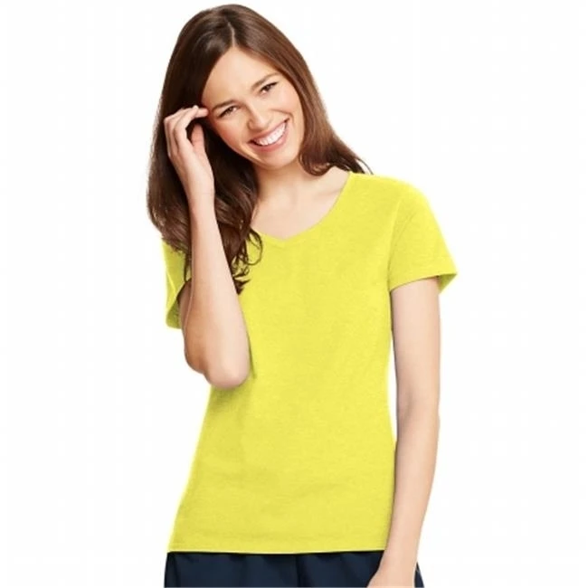 Neon Lemon Heather Womens X-Temp V-Neck T-Shirt - Size S