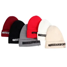 Модная хип-хоп женская шапка железное крыло с буквенным принтом женская шапочка вязаная бархатная зимняя женская шапка повседневная женская шапка Skullies Beanie