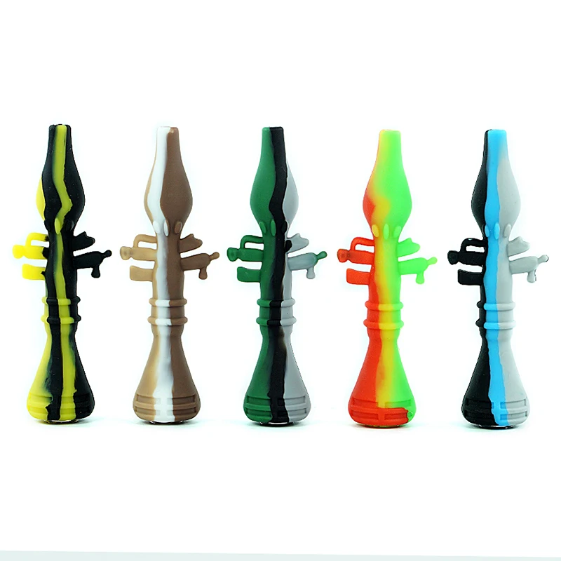 

Silicone Pipe glow in the dark 7 word shape Smoking tobacco Hand Pipes colorful spoon Smoking