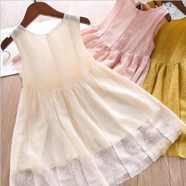 baby summer dresses 2019 new kids Sleeveless dresses sweet girls lace dress fashion high-grade clothing baby girl clothes