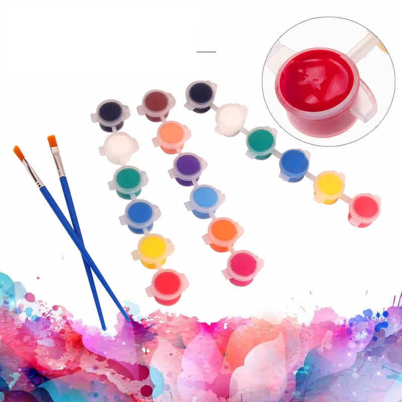 12/8 Colors With 1 Paint Blue Brushes Per Set Acrylic Paints For Oil Painting Nail Art Clothes Art Digital DIY Graffiti Pigment