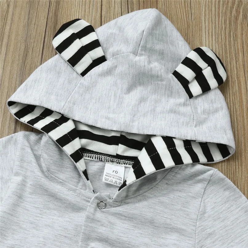 2018 Winter Babys Clothes Toddler Infant Baby Boys Girls Fox Print Long Sleeve Stripe Hooded Jumpsuit Romper Clothes JY26#F (11)