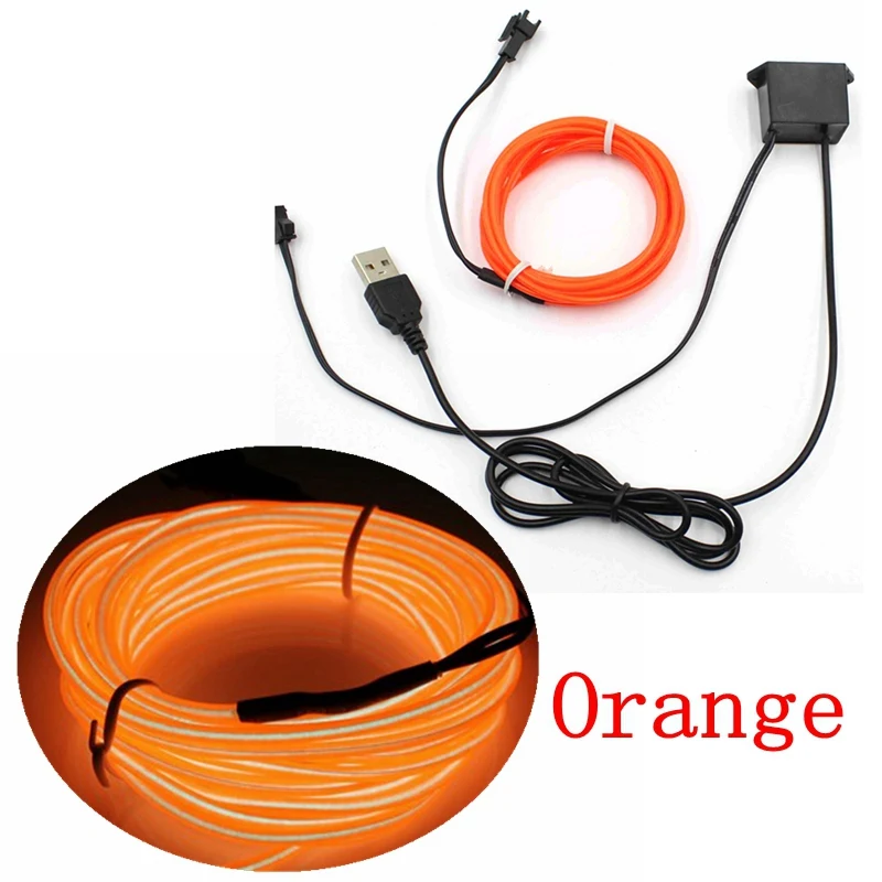 1/2/3/5/10 м EL провод с 5 В USB контроллером неоновый светильник светодиодный Гибкая